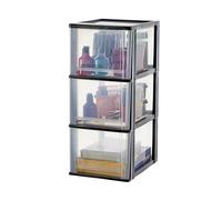 Iris Ohyama Cassettiera in Plastica, Portaoggetti, 3 Cassetti Grandi, Nero, Apertura Facile, Formato A4, A5 e A6, Organizzatore, Per Ufficio, Scuola, Cartoleria, Senza BPA, Contenitore, DDOCH-2300