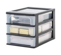 Iris Ohyama Cassettiera in Plastica, Portaoggetti, 3 Cassetti Medi, Nero, Apertura Facile, Formato A4, Trasparente, Per Ufficio, Documenti, Forniture e Accessori, Senza BPA, OCH-2030