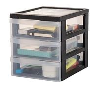 Iris Ohyama Cassettiera in Plastica, Portaoggetti, 3 Cassetti Medi, Nero, Apertura Facile, Formato A5, Trasparente, Per Ufficio, Documenti, Forniture, File, Contenitore, Senza BPA, DC-A5
