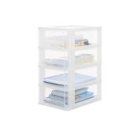 Iris Ohyama Cassettiera in Plastica, Portaoggetti, 4 Cassetti Medi, Bianco, Apertura Facile, Formato A4, A5 e A6, Organizzatore, Per Ufficio, Scuola, Cartoleria, Senza BPA, Contenitore, DDOCH-2004