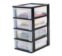 Iris Ohyama Cassettiera in Plastica, Portaoggetti, 4 Cassetti Medi, Nero, Apertura Facile, Formato A4, A5 e A6, Organizzatore, Per Ufficio, Scuola, Cartoleria, Senza BPA, Contenitore, OCH-2004