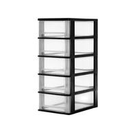 Iris Ohyama Cassettiera in Plastica, Portaoggetti, 5 Cassetti Medi, Nero, Apertura Facile, Formato A4, A5 e A6, Organizzatore, Per Ufficio, Scuola, Cartoleria, Senza BPA, Contenitore, DDOCH-2005