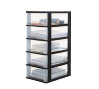 Iris Ohyama, Cassettiera in Plastica, Portaoggetti, 5 Cassetti Medi, Nero, Apertura Facile, Formato A4, A5 e A6, Organizer, Per Ufficio, Scuola, Cartoleria, Senza BPA, Contenitore, DDOCH-2005