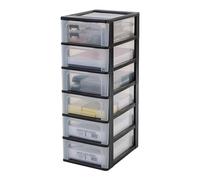 Iris Ohyama Cassettiera in Plastica, Portaoggetti, 6 Cassetti Medi, Nero, Apertura Facile, Formato A4, A5 e A6, Organizzatore, Per Ufficio, Scuola, Cartoleria, Senza BPA, Contenitore, OCH-2006