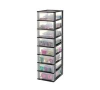 Iris Ohyama Cassettiera in Plastica, Portaoggetti, 8 Cassetti Medi, Nero, Apertura Facile, Formato A4, A5 e A6, Organizzatore, Per Ufficio, Scuola, Cartoleria, Senza BPA, Contenitore, OCH-2008