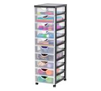 Iris Ohyama Cassettiera in Plastica con ruote, 10 Cassetti Piccoli, Nero, Maniglie facili da tirare, Organizzatore, Per Camera Da Letto, Bagno, Scuola e Ufficio, Senza BPA, Contenitore, DDDC-010
