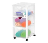 Iris Ohyama, Cassettiera Plastica Mobile 3 cassetti grandi Bianco, DDDC-303 | Cassetto della camera da letto, deposito bagno o organizzatore per il camerino. Una colonna di stoccaggio versatile su ruote