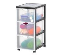 Iris Ohyama, Cassettiera Plastica Mobile, 3 cassetti grandi, Nero, DDDC-303 | Cassetto della camera da letto, deposito bagno o organizzatore per il camerino. Una colonna di stoccaggio versatile su ruote