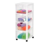 Iris Ohyama, Cassettiera Plastica Mobile 4 cassetti grandi Bianco, DDDC-304 | Cassetto della camera da letto, deposito bagno o organizzatore per il camerino. Una colonna di stoccaggio versatile su ruote