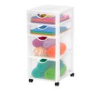 Iris Ohyama, Cassettiera Plastica Mobile, 4 cassetti mix, Bianco, DDDC-322 | Cassetto della camera da letto, deposito bagno o organizzatore per il camerino. Una colonna di stoccaggio versatile su ruote