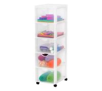 Iris Ohyama, Cassettiera Plastica Mobile 5 cassetti grandi Bianco, DDDC-305 | Cassetto della camera da letto, deposito bagno o organizzatore per il camerino. Una colonna di stoccaggio versatile su ruote