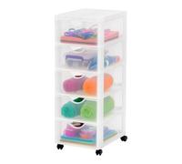 Iris Ohyama, Cassettiera Plastica Mobile, 5 cassetti medi, Bianco, DDDC-005 | Cassetto della camera da letto, deposito bagno o organizzatore per il camerino. Una colonna di stoccaggio versatile su ruote