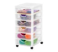 Iris Ohyama, Cassettiera Plastica Mobile 6 cassetti piccoli Bianco DDDC-360 | Cassetto della camera da letto, deposito bagno o organizzatore per il camerino. Una colonna di stoccaggio versatile su ruote