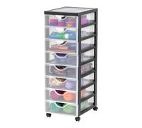 Iris Ohyama, Cassettiera Plastica Mobile 8 cassetti piccoli Nero, DDDC-380 | Cassetto della camera da letto, deposito bagno o organizzatore per il camerino. Una colonna di stoccaggio versatile su ruote
