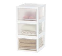 Iris Ohyama, Cassetto Portaoggetti Compatto, Organizer per cassetti in Plastica, 13,7 l, Lotto di 3, Bianco, Impilabile, Trasparente, per Snack, Medicine, Cancelleria, per Bricolage, senza BPA, MSD-2