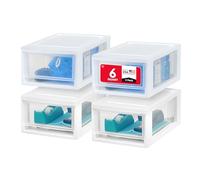 Iris Ohyama, Cassetto portaoggetti, Torre portaoggetti da tavolo in plastica, Set di 4, MSD-1, bianco