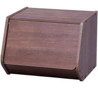 Iris Ohyama, Certificazione FSC Scaffale, Contenitore in legno, Credenza, 1 anta pieghevole, Versatile, Impilabile, Robusto, Ufficio, Camera da letto, Soggiorno - Stack Box STB-400D - Marrone