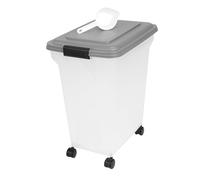 Iris Ohyama, Contenitore per Crocchette, 45L/15kg, Grigio, Ermetici, Contenitore per Alimenti in Plastica con Coperchio, con Ruote, Per Cibo per Gatti, Cani, Cibo secco, Dolci, Scatola, ATS-L