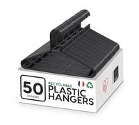 Iris Ohyama, Grucce in Plastica Salvaspazio, Robuste e Antiscivolo, Lotto di 50, Nero, Senza BPA, Appendini Versatili e Durevoli per Camicie, Giacche, Vestiti e Pantaloni, CHM-39