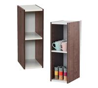 Iris Ohyama, Libreria a 2 scaffali, Lotto di 2 mobili d'appoggio, Design, Modulabile, Ufficio, Camera da letto, Salotto - UB-6020 - Marrone