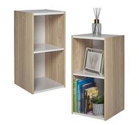 Iris Ohyama, Libreria a 2 scaffali, Lotto di 2 mobili d'appoggio, Modulabile - UB-6030 - Marrone Chiaro