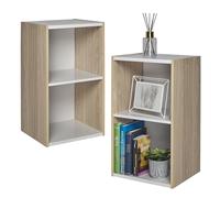 Iris Ohyama, Libreria a 2 scaffali, Lotto di 2 mobili d'appoggio, Modulabile - UB-6035 - Marrone Chiaro