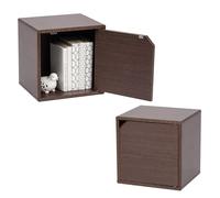 Iris Ohyama, Libreria a scaffale con porta, Lotto di 2 mobili d'appoggio - QR-34D - Marrone