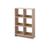 Iris Ohyama, Libreria Cube/Scaffale a giorno in legno/Mobile con 6 ripiani/Ripiano a giorno in legno, Modulare,Design, Ufficio, soggiorno, biblioteca - Wood Open Shelf - WOS-6 - Marrone chiaro