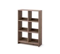 Iris Ohyama, Libreria Cube/Scaffale a giorno in legno/Mobile con 6 ripiani/Ripiano a giorno in legno, Modulare,Design, Ufficio, soggiorno, scuola - Wood Open Shelf - WOS-6 - Cenere marrone