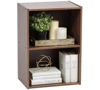 Iris Ohyama, librerie larghe 40 cm, Scaffale Angolare da Parete in Legno, 2 Livelli, Marrone, Il comodino, Modulare, Aperto, Per Soggiorno, Ufficio, Libri,Decorazioni, Montaggio Facile, CX-2