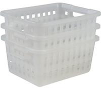 Iris Ohyama, Lotto di 3 cestini portaoggetti, 11,6 L, Impilabili, Maniglie ergonomiche, Bagno, Spogliatoio - Basket VM-30 - Trasparente