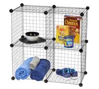 Iris Ohyama, Lotto di 4 cubi portaoggetti modulabili in filo metallico, Wire Cube, Wire Cube-4, metallo, 36,5 x 36,5 x 36,5 cm