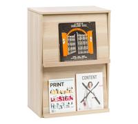 Iris Ohyama, Mobile Contenitore con 2 Ante a Soffietto/Armadio in Legno/Ribaltabile/Armadio portaoggetti, Ripiano Regolabile in Altezza 3,2 cm, Ufficio, Casa - Flap Rack - CHR-2 - Marrone Chiaro