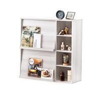 Iris Ohyama, Mobile contenitore con 4 ripiani e 2 ante pieghevoli/Armadio in legno/Ripiano ribaltabile, Design modulare, Ufficio, Soggiorno, Biblioteca - Flap Rack - FR-F2 - Quercia Bianco