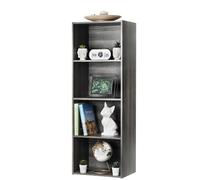 Iris Ohyama Mobile, librerie larghe 40 cm, Scaffale Angolare da Parete in Legno, 4 Livelli, Grigio, Polivalente, Modulare, Aperto, Per Soggiorno, Ufficio, Libri, Decorazioni, Montaggio Facile, CX-4
