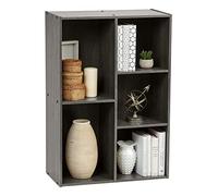 Iris Ohyama Mobile, librerie larghe 60 cm, Scaffale Angolare da Parete in Legno, 5 Livelli, Grigio, Polivalente, Modulare, Aperto, Per Soggiorno, Ufficio, Libri, Decorazioni, Montaggio Facile,