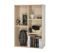 Iris Ohyama Mobile,librerie larghe 60 cm, Scaffale Angolare da Parete in Legno, 5 Livelli, Marrone Chiaro, Polivalente, Modulare, Aperto, Per Soggiorno, Ufficio, Libri, CD, Montaggio Facile, CX-23C