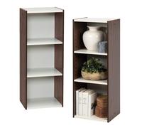 Iris Ohyama, Mobile portaoggetti, Libreria, Lotto di 2 piccoli elementi con 3 ripiani modulari, Moderno, Libri, CD, Ufficio, Camera da letto, Soggiorno, UB-9035, Marrone