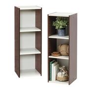 Iris Ohyama, Mobile Portaoggetti, Libreria, Lotto di 2 Piccoli Elementi con 3 Ripiani Modulari, Moderno, Libri, CD, Ufficio, Camera da letto, Soggiorno, UB-9030, Marrone