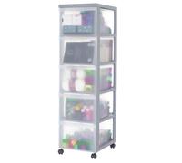 Iris Ohyama, Contenitore in Plastica con Ruote e 5 Cassetti Profondi, Grigio, Maniglie Facili da Estrarre, Multiuso, A4, A5, per Ufficio, Casa, Scuola, Torre, Organizer, DC-305
