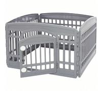 Iris Ohyama Recinto per Cani da Interno con Porta, A60cm, 4 Pannelli, Grigio, Plastica, Parco, Per Cucciolo, Gatti, Animali domestici, Interni, Esterni, Gabbia, Cuccia, Canile, CI-604E Colore GrigioMa