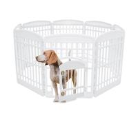 Iris Ohyama Recinto per Cani da Interno con Porta, A90cm, 8 Pannelli, Bianco, Plastica, Parco, Per Cucciolo, Gatti, Animali domestici, Interni, Esterni, Gabbia, Cuccia, Canile, CI-908
