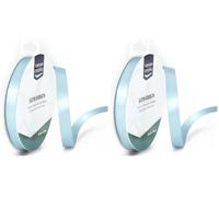 Iris Ohyama Ribbon Lyon Wired Nastro di Raso, Blu (Pastello), 9 mm x 10 m (Confezione da 2)