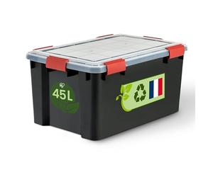 Iris Ohyama, Scatola di Raccoglimento Ermetica in Plastica, 45L, Per Unità, Nero, Coperchio, Giunto Stagno, Clip di Chiusura, Impilabile, per Esterno, Garage, Abbigliamento, No Polvere, WSB-45
