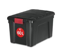Iris Ohyama, Scatola portaoggetti, 60 L,Accatastabile,Pinze, Giardino, Garage, Soffitta - Store it All Box SIA-60 - Nero