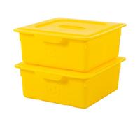 Iris Ohyama, Scatola portaoggetti in plastica per bambini, Lotto di 2, 10 L, Senza BPA -KDL-330 - Giallo, Impilabile, Clip di chiusura- L33 x P31,5 x A13,5 cm