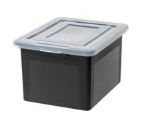 Iris Ohyama, Scatole di Stoccaggio in Plastica con Coperchi a Scatto, 45L, Lotto di 4, Nero, Impilabile, Resistente, per Forniture d'ufficio, Asciugamani e Libri, senza BPA, Contenitore, FB-21E