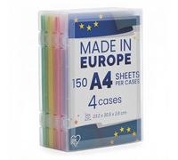 Iris Ohyama, Scatole Documenti A4, Cartelline Portadocumenti, Set da 4, Trasparente, Capacità di 150 Fogli A4 Ciascuna, Impilabile con Maniglia e Chiusura di Sicurezza, Senza BPA, Cartella, PJC-A4