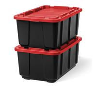 Iris Ohyama, Scatole Pieghevoli, 100L, Set di 2, Nero, Compact, Solido, Impilabile, Per Garage, Scaffali, Scatola Organizer, Plastica, Contenitore, UTB-27