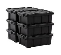 Iris Ohyama, Scatole Pieghevoli, 12.5L, Set di 6, Nero, Compact, Solido, Impilabile, Per Garage, Scaffali, Scatola Organizer, Plastica, Contenitore, DDSKT-130